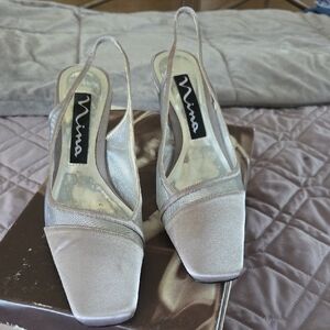 Nina Women's Chic Beige Slingback Heels